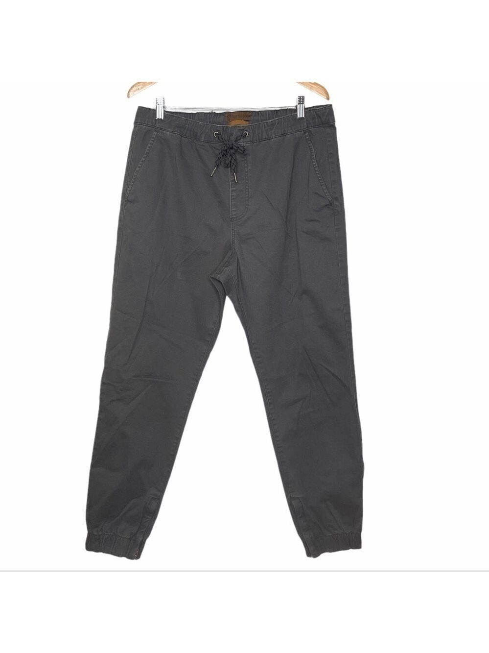 Tainted Denim Men Grey Stretch Pockets Elastic Tie Waist Joggers Jeans S…